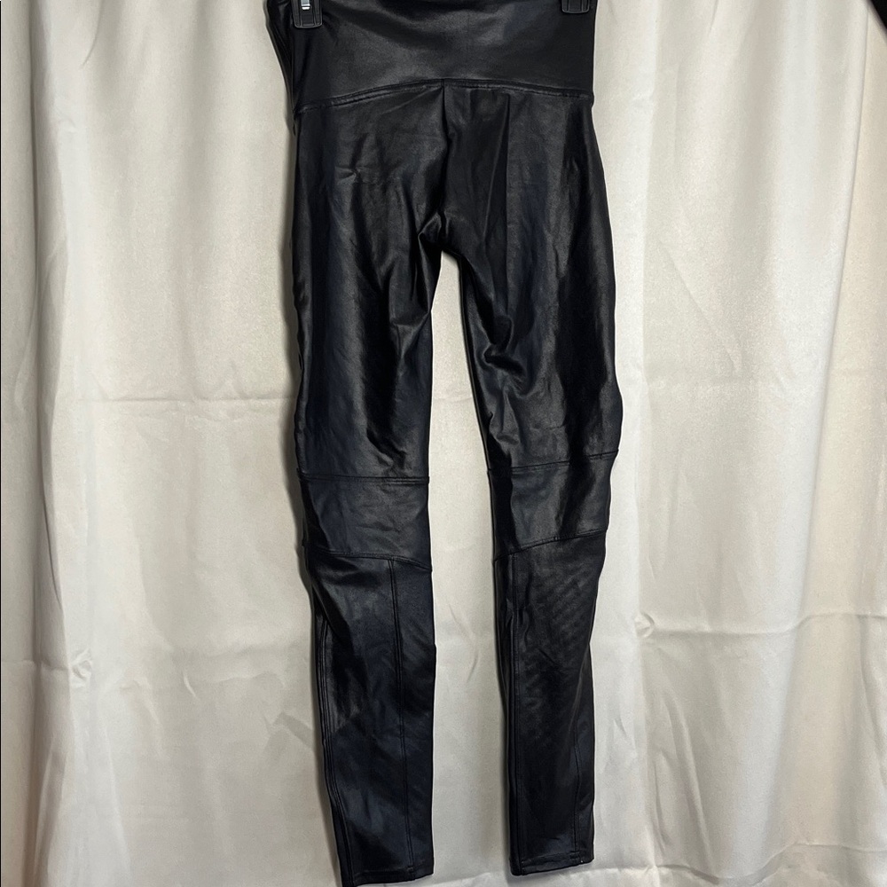 SPANX Moto Faux Leather Leggings Black Large - Picture 4 of 6